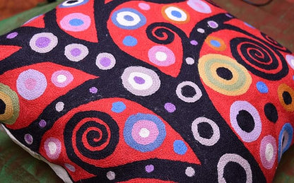 Klimt Tree of Life Pillow Cover | Red Floral Pillowcase | Flower Accent Pillows - Image 9