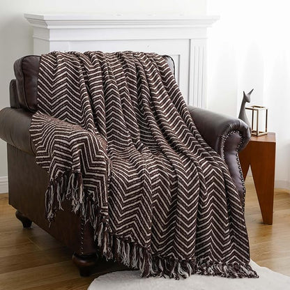 BATTILO HOME Chocolate Brown Throw Blanket - Image 3
