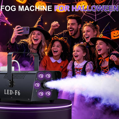 1200W Fog Machine, 6000CFM for Halloween, RGB, Auto Mode & Remote