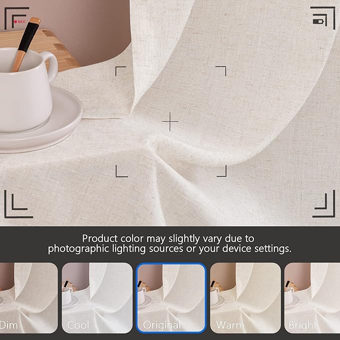 jinchan Beige Kitchen Curtains Linen Tier Curtains 45 Inches Farmhouse Cafe - Image 8