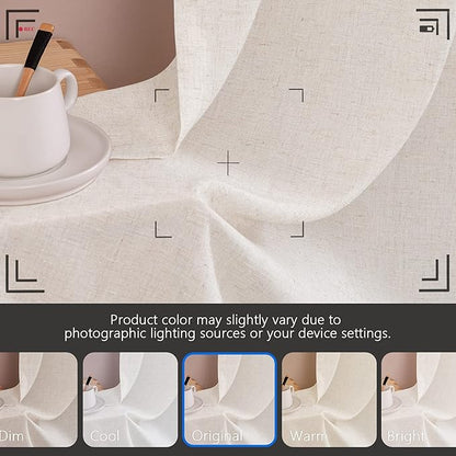jinchan Beige Kitchen Curtains Linen Tier Curtains 45 Inches Farmhouse Cafe - Image 8