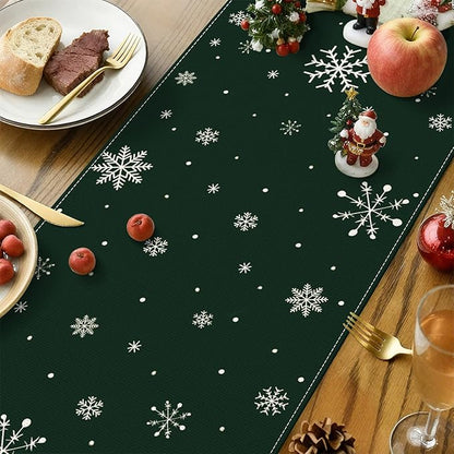 OTOSTAR Snowflakes and Christmas Tree Table Runner, Xmas Seasonal Winter - Image 3