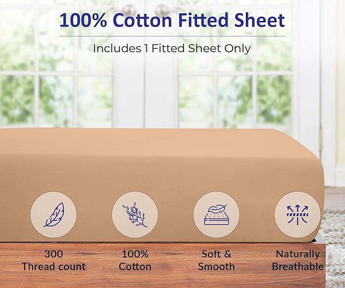 ROYALE LINENS 300 Thread Count 100% Long Staple Combed Cotton Fitted Sheet - Image 4