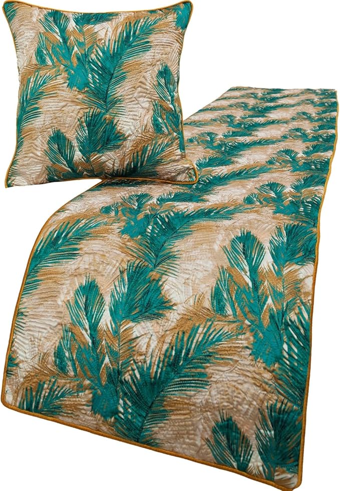 The HomeCentric King/Queen/Twin Green Decorative CA King 86"x18" Bed Runner by TheHomeCentric