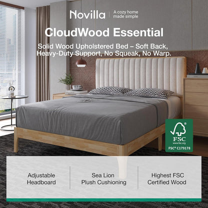novilla queen size bed frame with 3-level adjustable, close-up detail