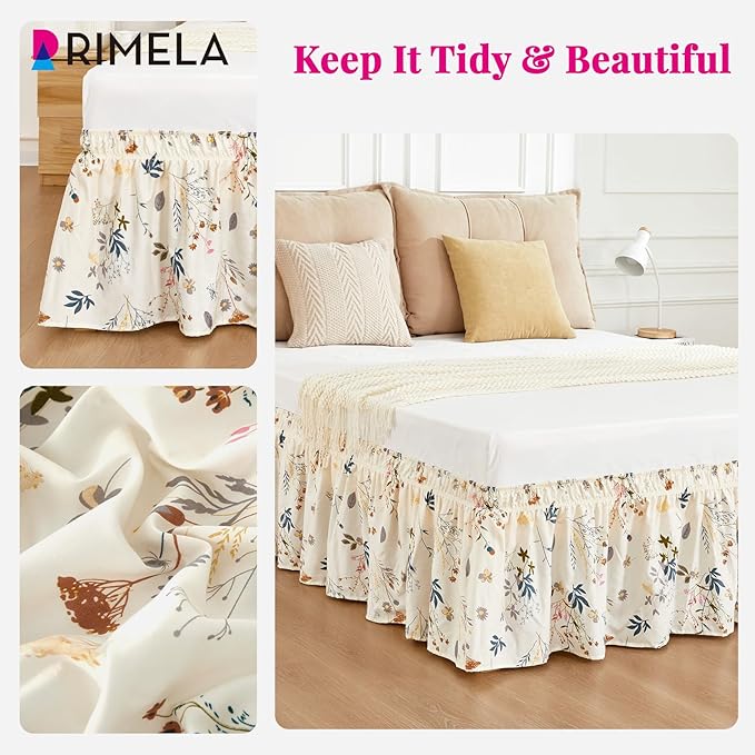 RIMELA Cream Balloon Bed Skirt Queen Size 15 Inch Drop, Elastic Bed Skirting - Image 7