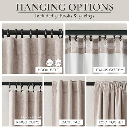 Linen 80 Inch Closet Curtains for Open Closet Doors Sliding Panels - Image 5