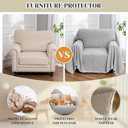 MEETSKY Grey Chair Couch Covers Sofa Cover Washable - Image 5