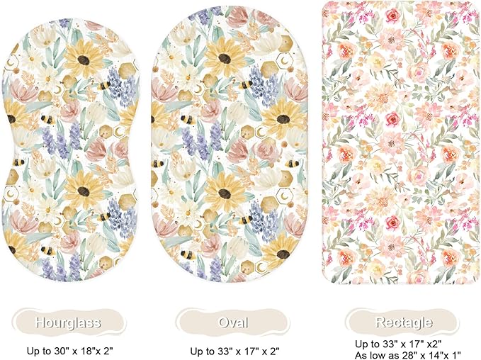 Bassinet Sheets for Baby Girls Boys 2 Pack, Fitted Baby Mattress Sheet for - Image 2