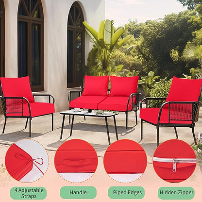 Deep Seat Outdoor Cushions Set of 4, UV&Fade Resistant Deep Seat Patio Cushions - Image 3