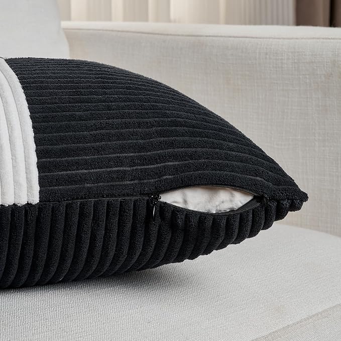 Fancy Homi Set of 2 Black White Decorative Throw Pillow Covers 22x22 Inch - Image 4