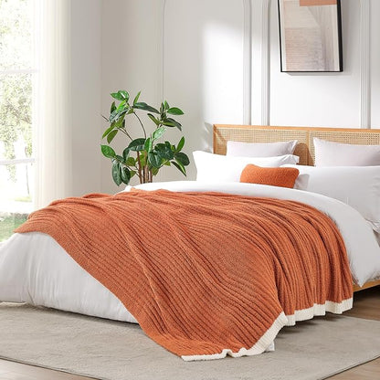 Snuggle Sac Fluffy Fall Bedding Blanket Twin Size, Soft Luxurious Knit Throws - Image 6