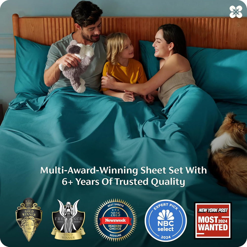 Bedsure PureWoven 100% Rayon Derived from Bamboo, Queen Sheets, 4 Pieces