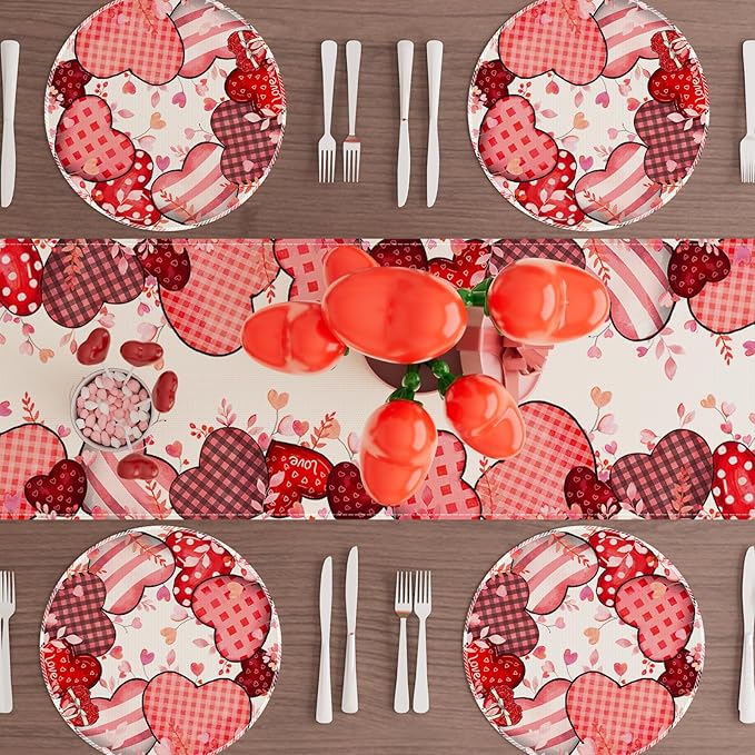 XCHI Love Hearts Valentine's Day Round Placemats Set of 4 Table Mats - Image 2