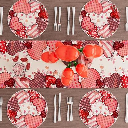 XCHI Love Hearts Valentine's Day Round Placemats Set of 4 Table Mats - Image 2