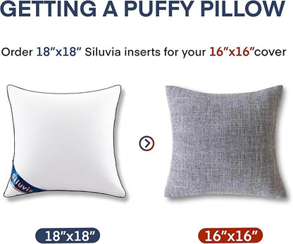 Siluvia 18"x18" Pillow Inserts Set of 2 Decorative Square Throw 18" Pillows - Image 3