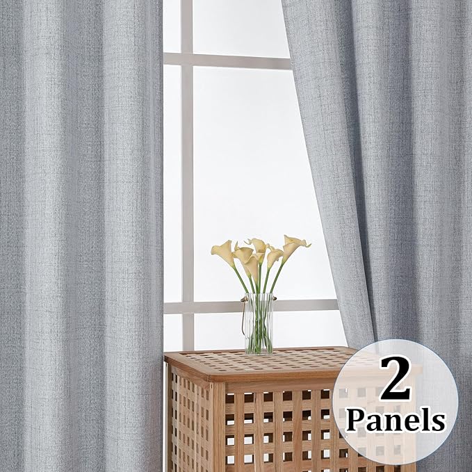Gwine Gray Kitchen Curtains 24 Inch Length 2 Panels, Light Filtering Textured - Image 8