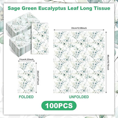 100 Pack Greenery Eucalyptus Paper Napkins - Image 2