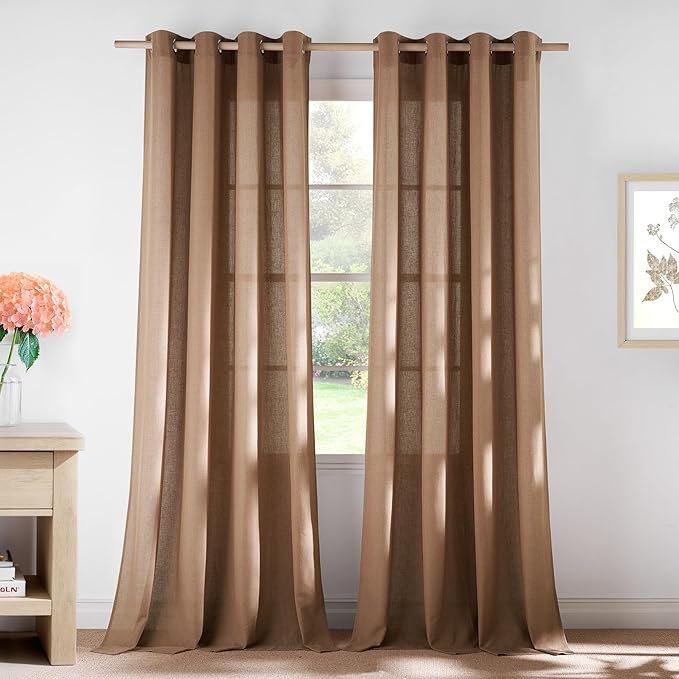 NICETOWN Linen Gold Brown Curtains by NICETOWN