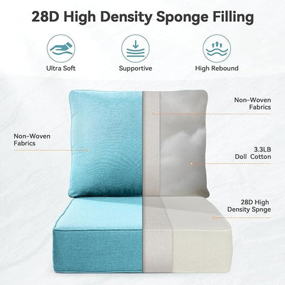 6" Thick Outdoor Cushions 22x24x6, 1-Set Deep Seat Patio Cushions - Image 3