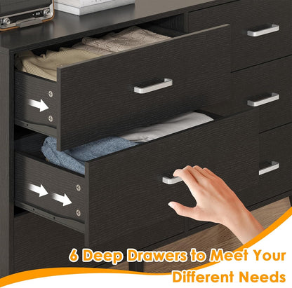 bigbiglife wood dresser for bedroom, 6 drawer dresser on a desk or shelf