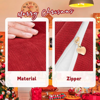 ZWJD Christmas Pillow Covers 24x24 Set of 2 Chenille Throw Red Cushion Covers - Image 4