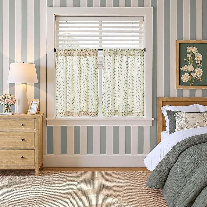 jinchan Arrow Boho Linen Blend Kitchen Curtains 24 Inch Length Christmas - Image 4