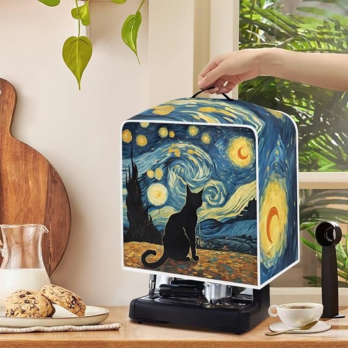 Starry Night Cat Print Coffee Machines Covers - Image 4
