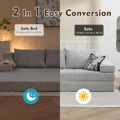 MEISSALIVVE 110.6" Convertible Sofa Bed, 2-in-1 Modular Oversized Boneless Couch - Image 4