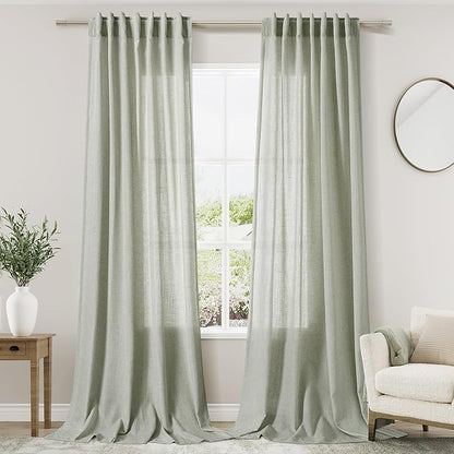Sage Green Curtains 100 inches Long 2 panels by Nanspring