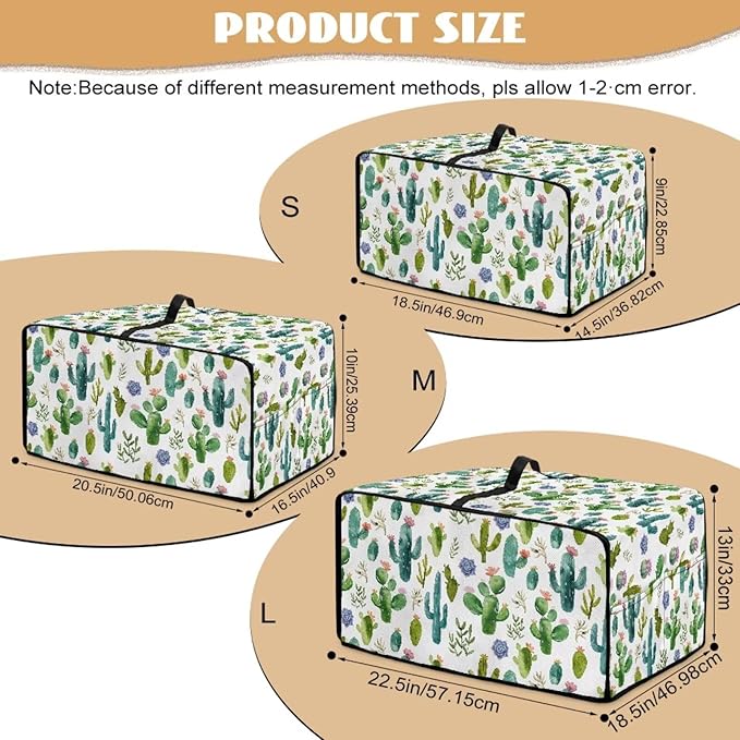 Watercolor Cactus Floral Print Toaster Oven Cover Waterproof Polyester-Linen - Image 7