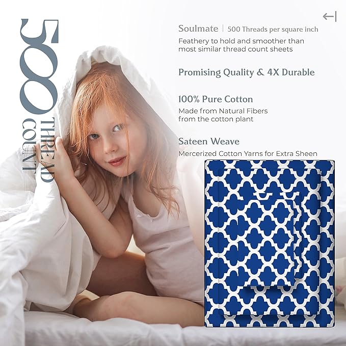 Mayfair Linen 100% Cotton Printed Bed Sheets Queen Size Set - Image 4