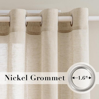 H.VERSAILTEX Linen Curtains Nickel Grommet Natural Linen Semi-Sheer Curtains 2 - Image 2