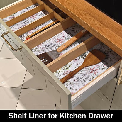 Floral Leaf Shelf Liners Strong Non-Slip and Non Adhesive 12IN x 20FT Shelf and - Image 4