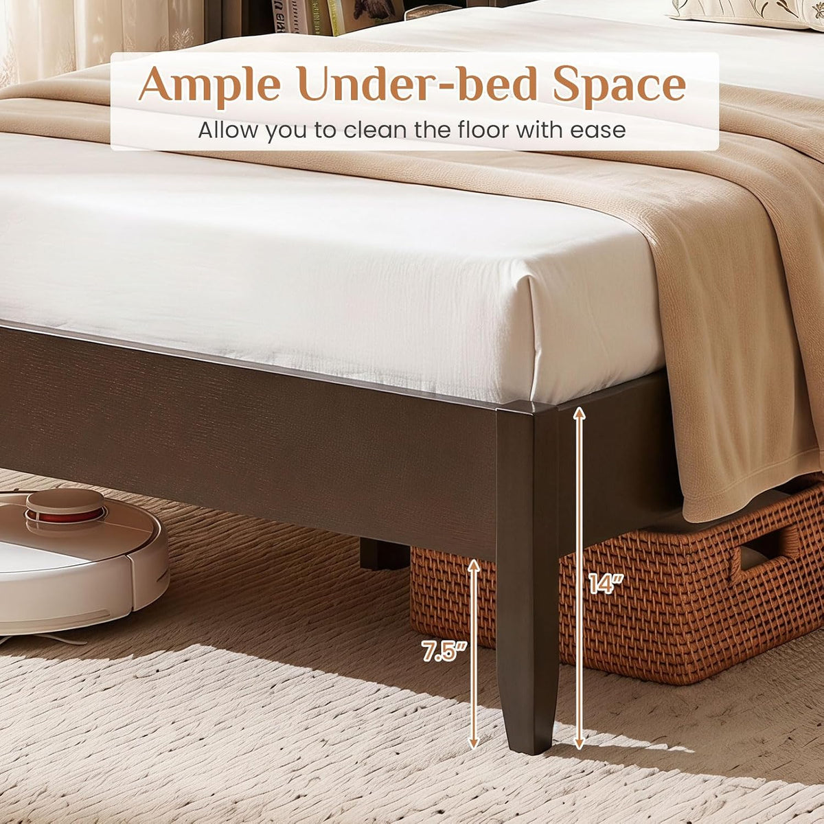giantex twin size wooden bed frame with slatted, package contents