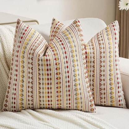 FUTEI Brown Red Decorative Throw Pillow Covers 20x20 Inch Set of 2, Soft Cozy by FUTEI