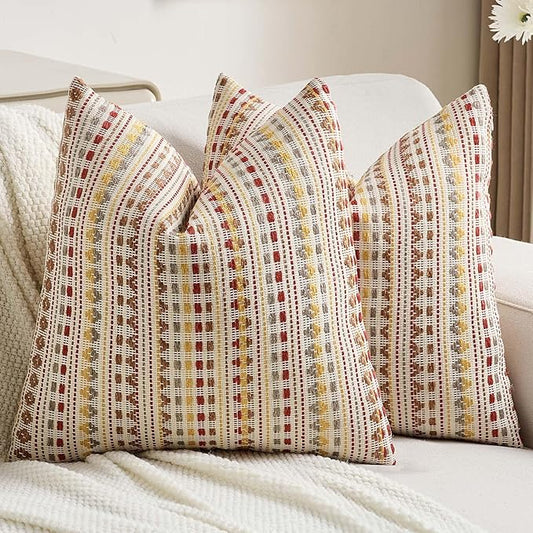 FUTEI Brown Red Decorative Throw Pillow Covers 24x24 Inch Set of 2, Soft Cozy by FUTEI