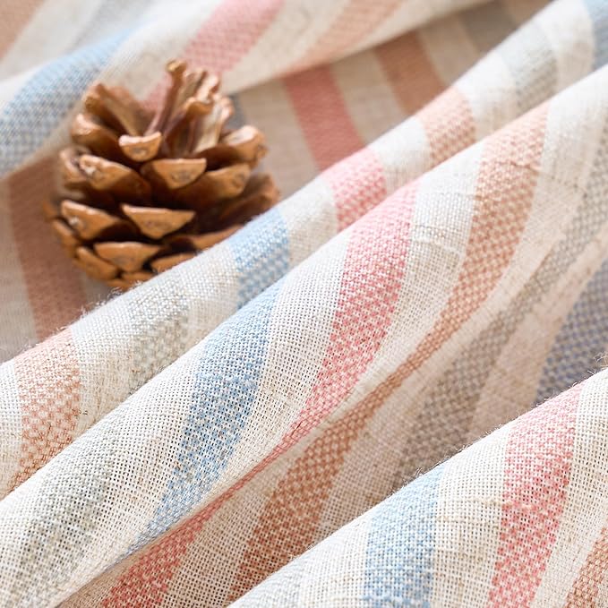 Vangao Linen Striped Nursery Curtains Boho Tickingstripe Light Filtering Window - Image 7