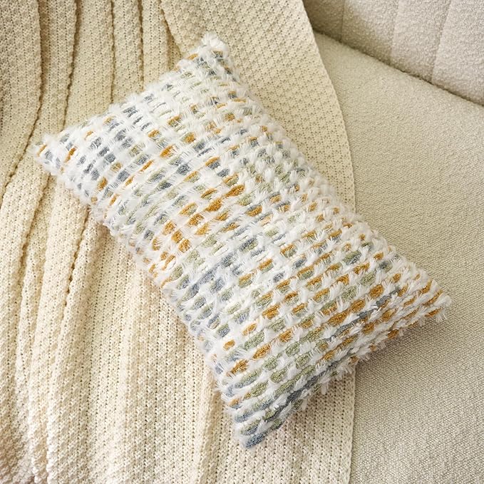 Aeckself Boho Chenille Tufted Pillow Cover 12 x 20 Inch, Rectangle Decorative - Image 3