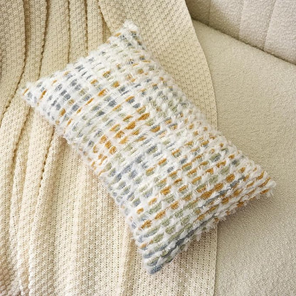 Aeckself Boho Chenille Tufted Pillow Cover 12 x 20 Inch, Rectangle Decorative - Image 3