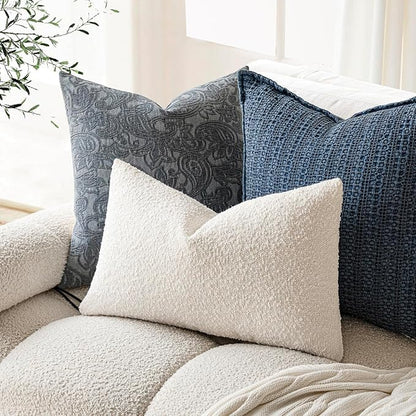 Foindtower Textured Boucle Throw Pillow Covers Accent Solid Lumbar Pillow Cases - Image 5
