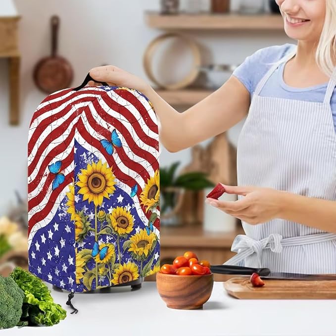 American Flag Sunflower Blender Dust Cover Stand Mixer or Coffee Maker - Image 3