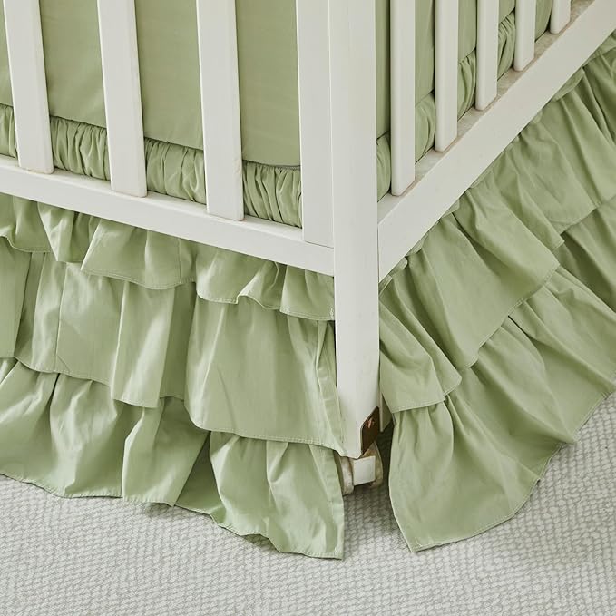 Brandream Crib Skirt Triple Layer Cotton Nursery Bed Skirt by Brandream