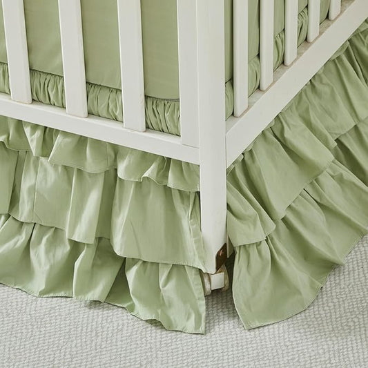 Brandream Crib Skirt Triple Layer Cotton Nursery Bed Skirt by Brandream