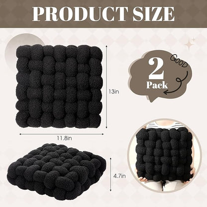Wenqik 2 Pcs Knot Pillows Square Knotted Plush Throws Soft Accent Pillows - Image 2