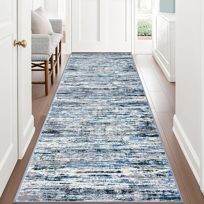 Modern Abstract Runner Rug 3x8, Washable Kitchen Runner Non-Slip Soft Hallway by lansny
