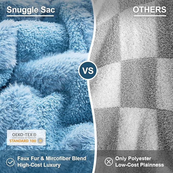 Snuggle Sac Faux Fur Checkered Blanket Twin Size - Image 2