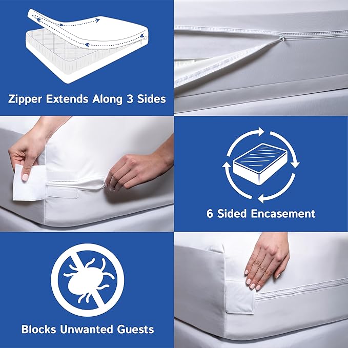 California King Size Mattress Protector Bed Bug Waterproof Zippered Cover - Image 6