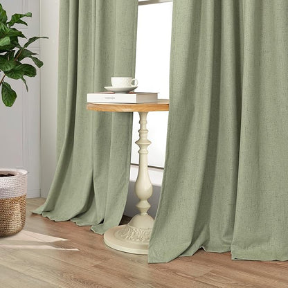 Pitalk Light Sage Green Black Out Curtains 63 Inch Long 2 Panel Set Back Tab - Image 9