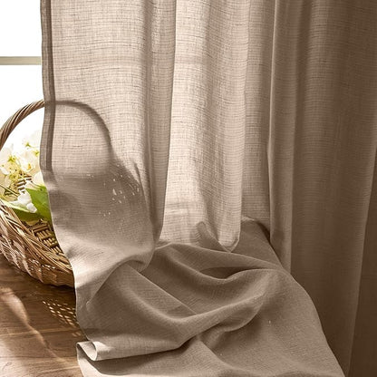 jinchan Taupe Linen Blend Curtain 108 inch Extra Long 1 Panel Extra Long - Image 7